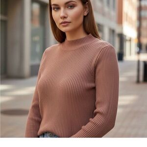 Bailey 44 Ribbed Brown Crew Neck Top